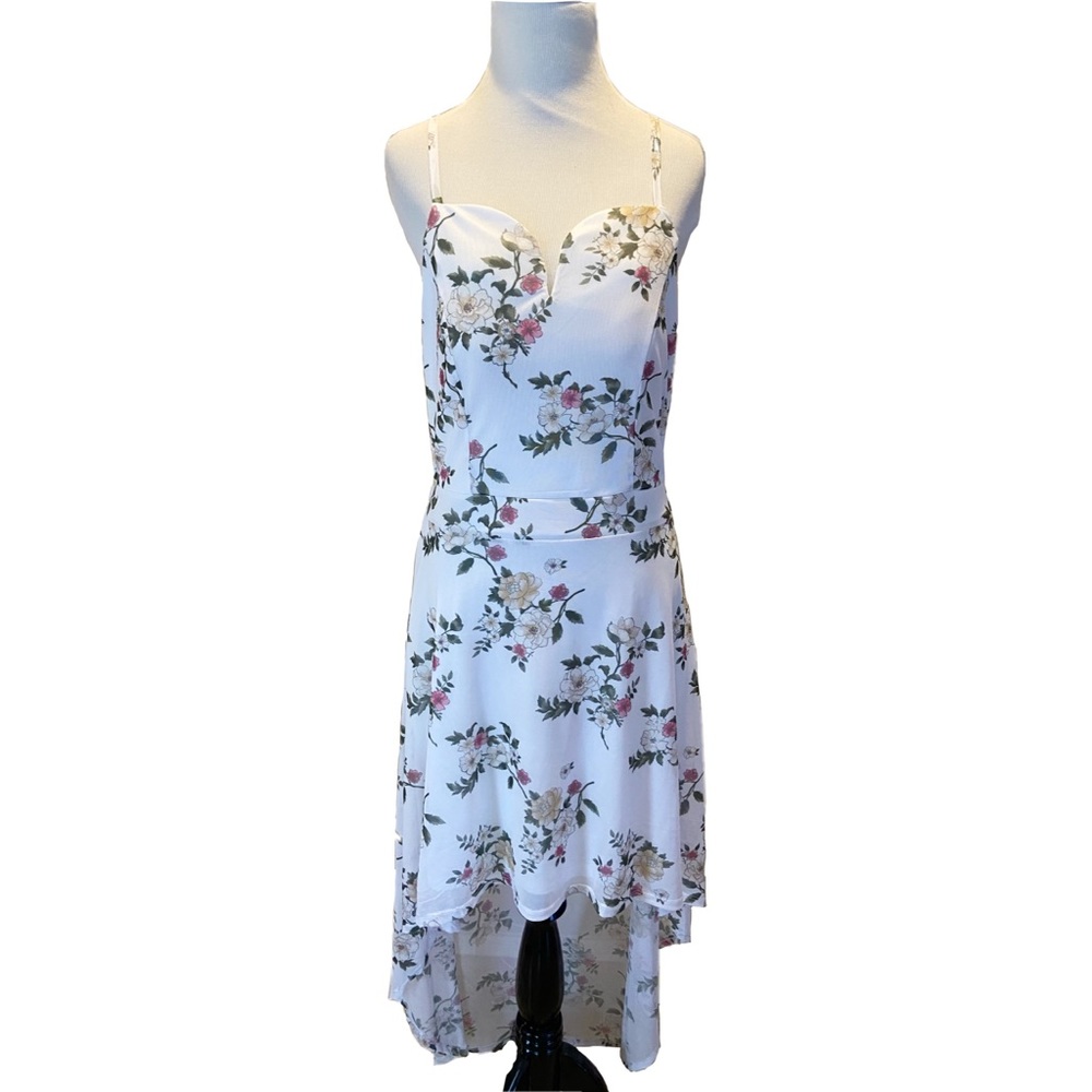 No Boundaries White High Low Cut Out Back Dress